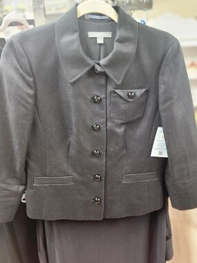 Ann Taylor Black Textured Button Jacket